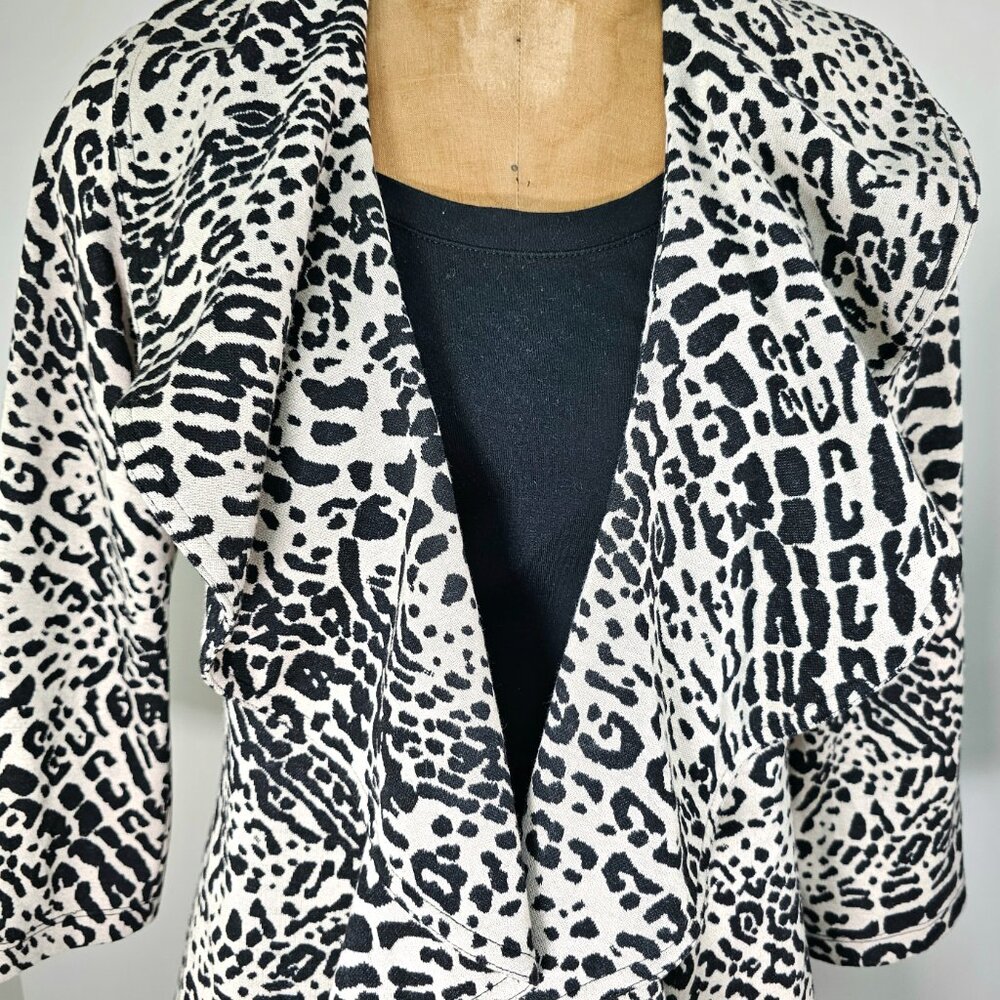 Calvin Klein Leopard Print Ruffle Front Blazer Jacket Open Front - Picture 5 of 11